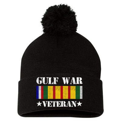 Gulf War Veteran Pride Persian Gulf Service Ribbon Pom Pom 12in Knit Beanie