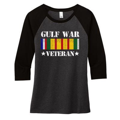 Gulf War Veteran Pride Persian Gulf Service Ribbon Women's Tri-Blend 3/4-Sleeve Raglan Shirt