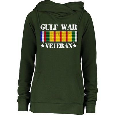 Gulf War Veteran Pride Persian Gulf Service Ribbon Womens Funnel Neck Pullover Hood