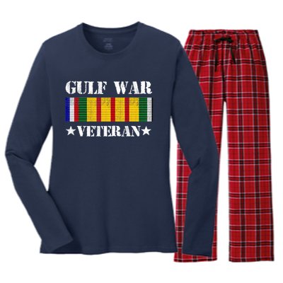 Gulf War Veteran Pride Persian Gulf Service Ribbon Women's Long Sleeve Flannel Pajama Set 