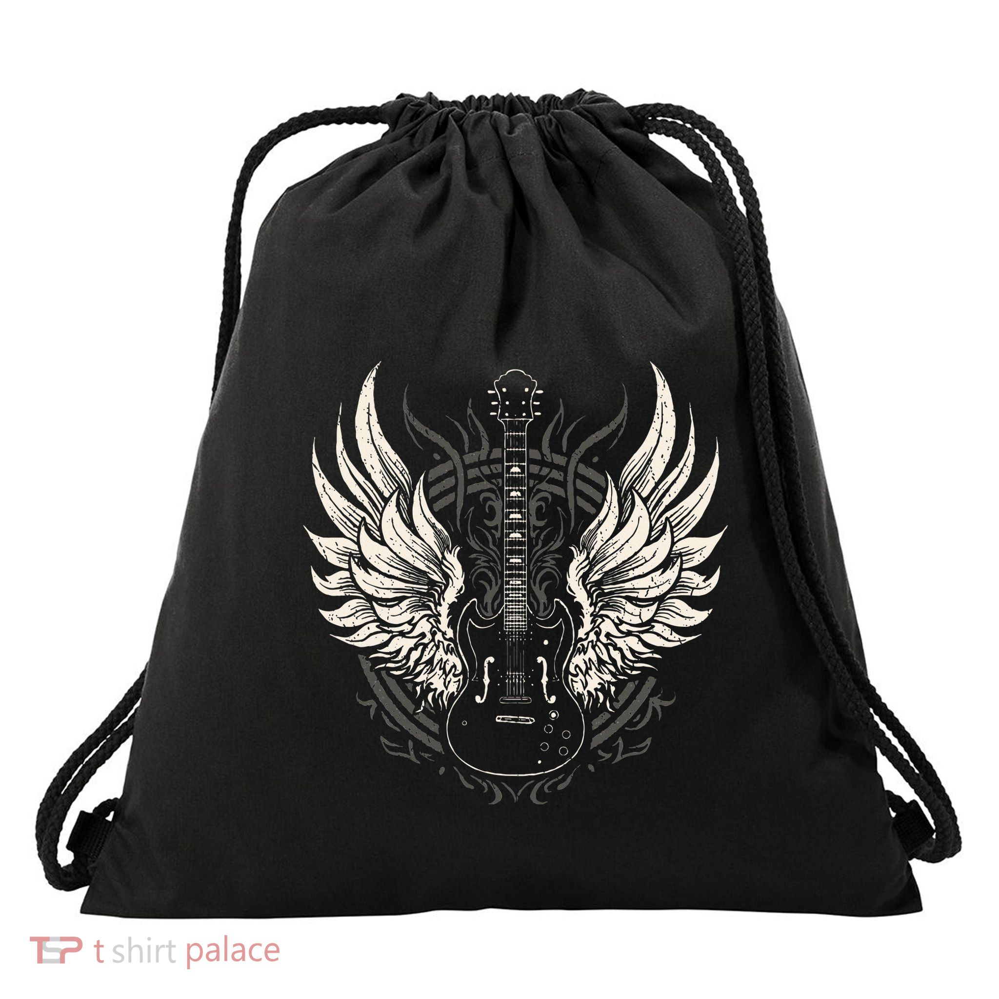 Guitar Wings Vintage Retro 80s Rock & Roll Music Drawstring Bag
