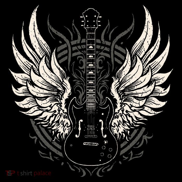 Guitar Wings Vintage Retro 80s Rock & Roll Music Flatbill Hat