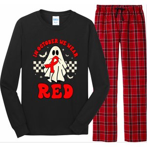 Ghost We Wear Red For Red Ribbon Week Awareness Long Sleeve Pajama Set