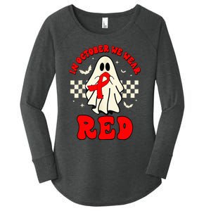 Ghost We Wear Red For Red Ribbon Week Awareness Women's Perfect Tri Tunic Long Sleeve Shirt