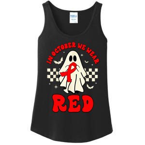 Ghost We Wear Red For Red Ribbon Week Awareness Ladies Essential Tank