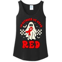 Ghost We Wear Red For Red Ribbon Week Awareness Ladies Essential Tank