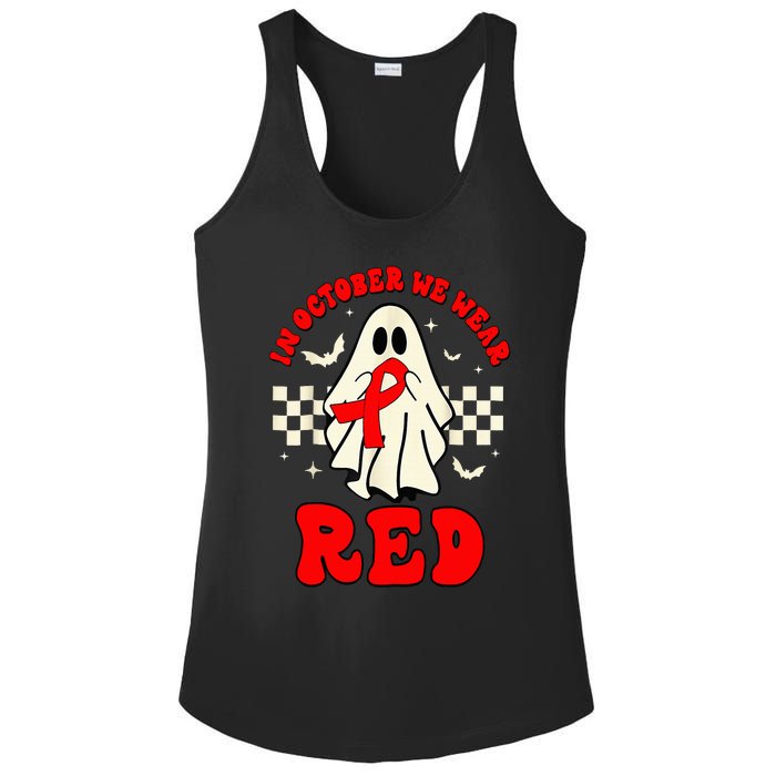 Ghost We Wear Red For Red Ribbon Week Awareness Ladies PosiCharge Competitor Racerback Tank