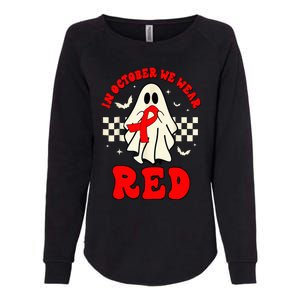 Ghost We Wear Red For Red Ribbon Week Awareness Womens California Wash Sweatshirt