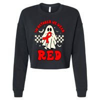 Ghost We Wear Red For Red Ribbon Week Awareness Cropped Pullover Crew