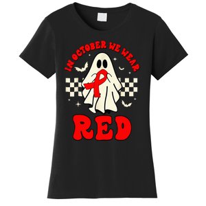 Ghost We Wear Red For Red Ribbon Week Awareness Women's T-Shirt