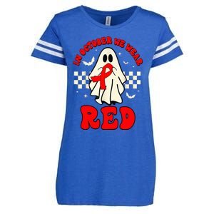 Ghost We Wear Red For Red Ribbon Week Awareness Enza Ladies Jersey Football T-Shirt