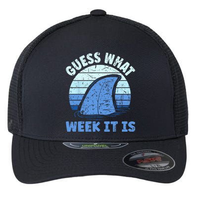 Guess What Week It Is Funny Shark Gifts Flexfit Unipanel Trucker Cap