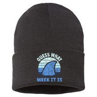 Guess What Week It Is Funny Shark Gifts Sustainable Knit Beanie