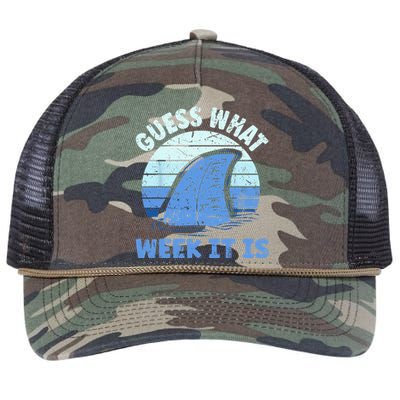 Guess What Week It Is Funny Shark Gifts Retro Rope Trucker Hat Cap