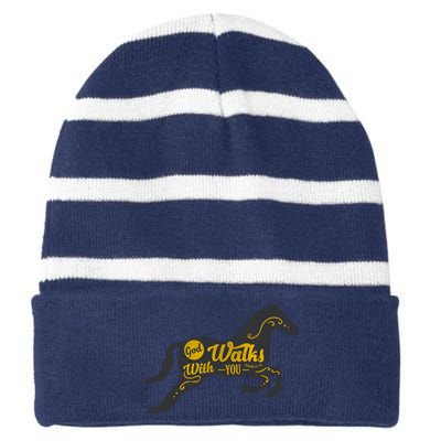 God Walks With You Striped Beanie with Solid Band