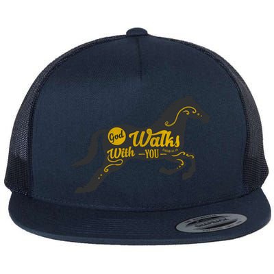 God Walks With You Flat Bill Trucker Hat