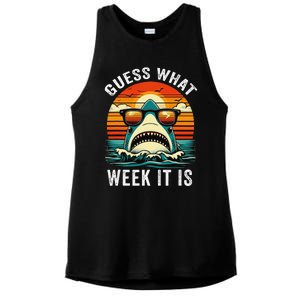 Guess What Week It Is Funny Shark Awareness Support Summer Ladies PosiCharge Tri-Blend Wicking Tank