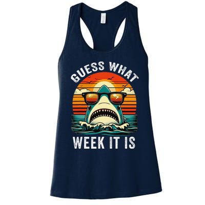 Guess What Week It Is Funny Shark Awareness Support Summer Women's Racerback Tank