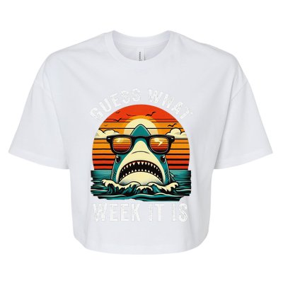 Guess What Week It Is Funny Shark Awareness Support Summer Bella+Canvas Jersey Crop Tee