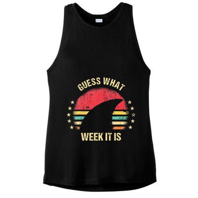 Guess What Week It Is Funny Shark Gift Ladies PosiCharge Tri-Blend Wicking Tank