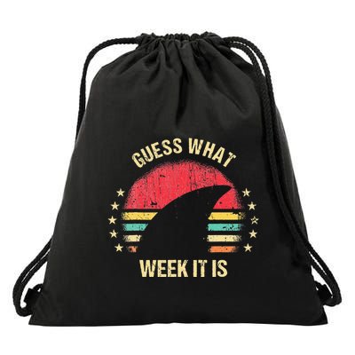 Guess What Week It Is Funny Shark Gift Drawstring Bag