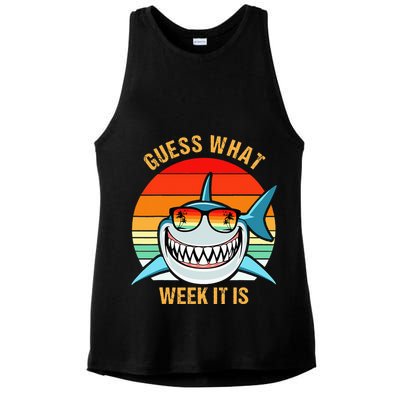 Guess What Week It Is Funny Shark Gift Ladies PosiCharge Tri-Blend Wicking Tank