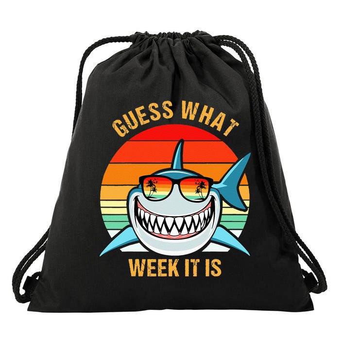 Guess What Week It Is Funny Shark Gift Drawstring Bag