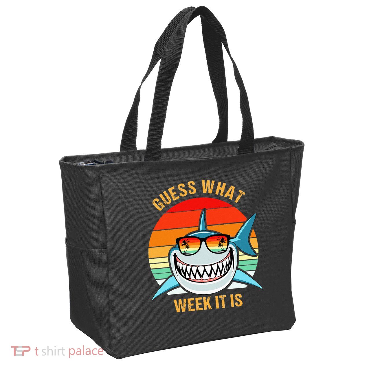 Guess What Week It Is Funny Shark Gift Zip Tote Bag