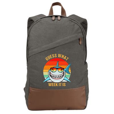 Guess What Week It Is Funny Shark Gift Cotton Canvas Backpack