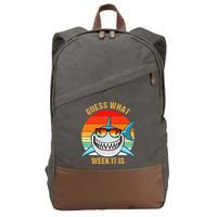 Guess What Week It Is Funny Shark Gift Cotton Canvas Backpack