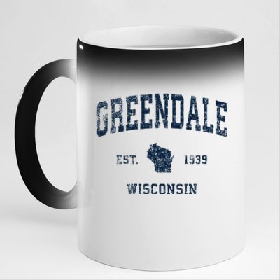 Greendale Wisconsin Wi Vintage Sports Design 11oz Black Color Changing Mug