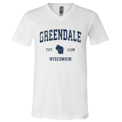 Greendale Wisconsin Wi Vintage Sports Design V-Neck T-Shirt