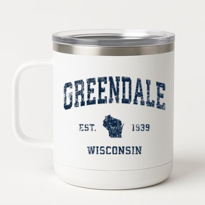 Greendale Wisconsin Wi Vintage Sports Design 12 oz Stainless Steel Tumbler Cup