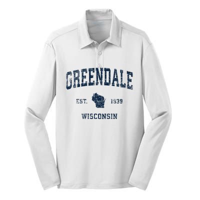 Greendale Wisconsin Wi Vintage Sports Design Silk Touch Performance Long Sleeve Polo