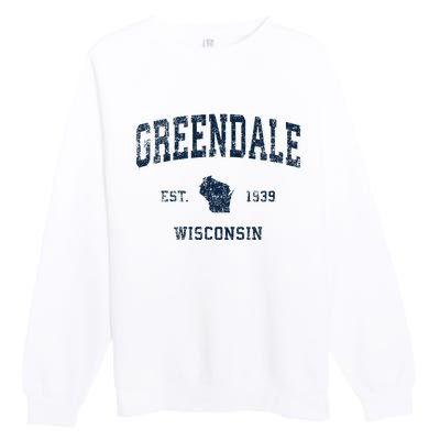 Greendale Wisconsin Wi Vintage Sports Design Premium Crewneck Sweatshirt