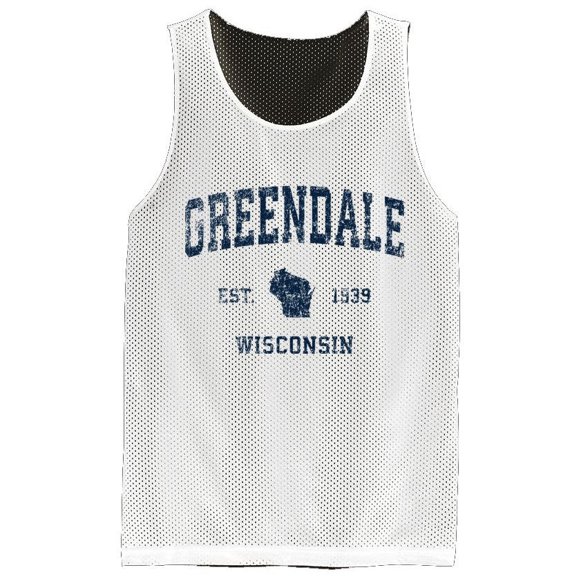 Greendale Wisconsin Wi Vintage Sports Design Mesh Reversible Basketball Jersey Tank