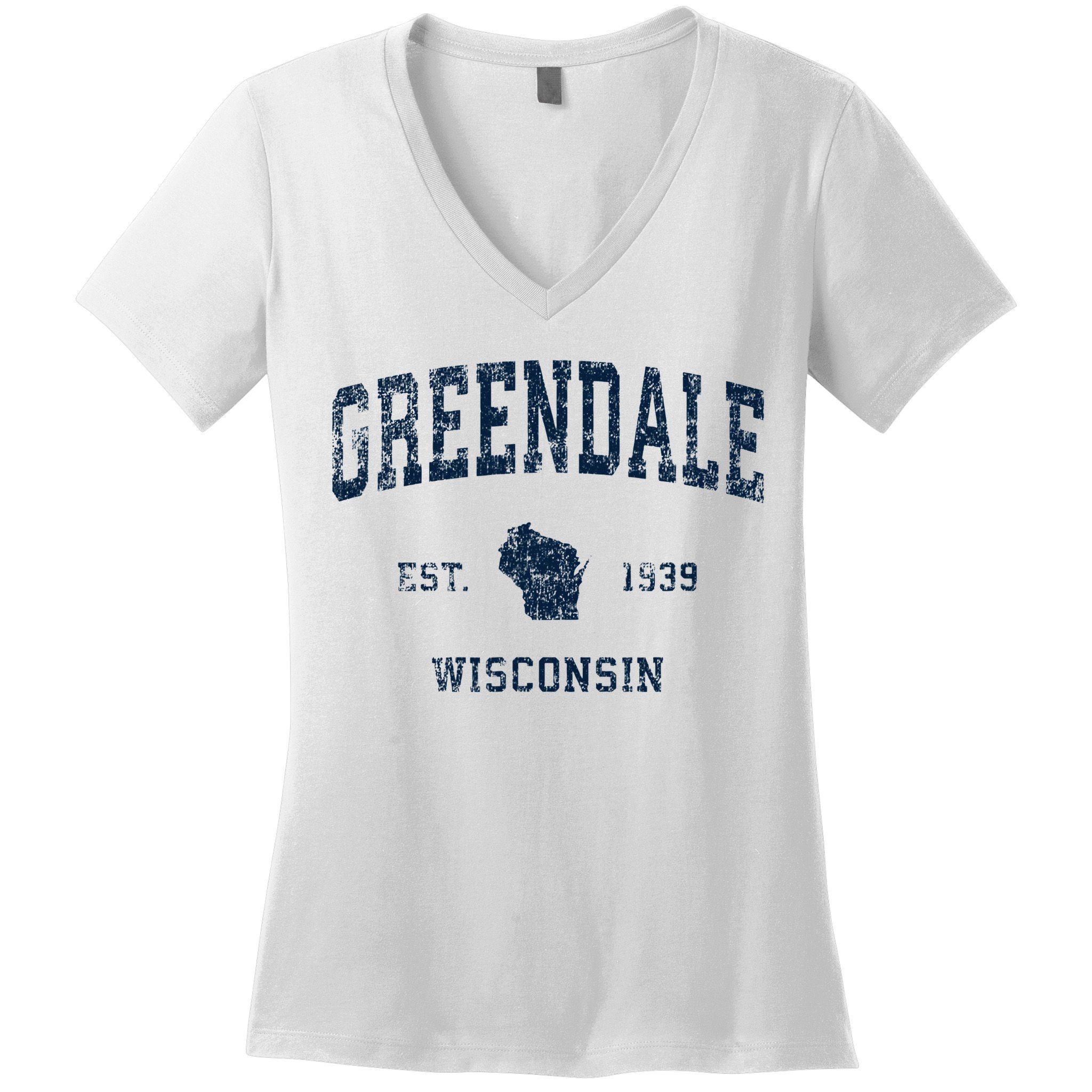 Greendale Wisconsin Wi Vintage Sports Design Women's V-Neck T-Shirt