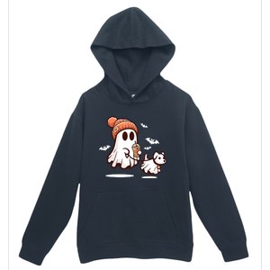 Ghost With Walking Dog Halloween Urban Pullover Hoodie