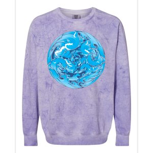 Great Wave Water Ball Emblem Colorblast Crewneck Sweatshirt