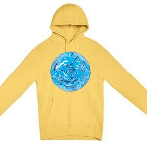 Great Wave Water Ball Emblem Premium Pullover Hoodie