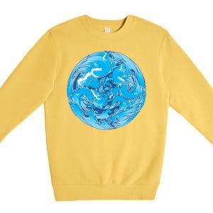 Great Wave Water Ball Emblem Premium Crewneck Sweatshirt