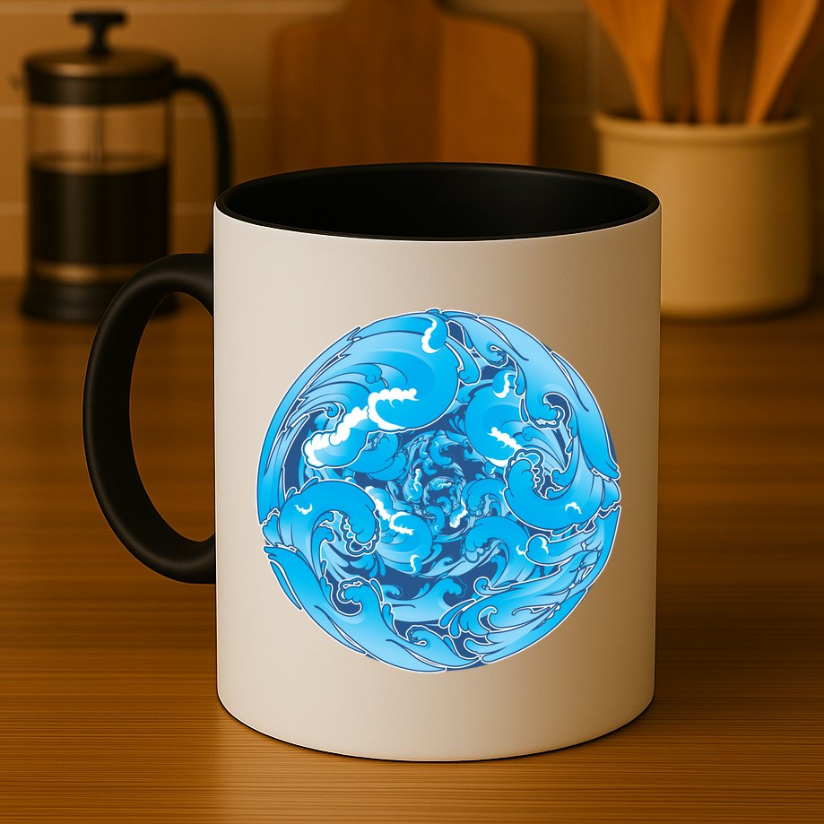 Great Wave Water Ball Emblem Mug