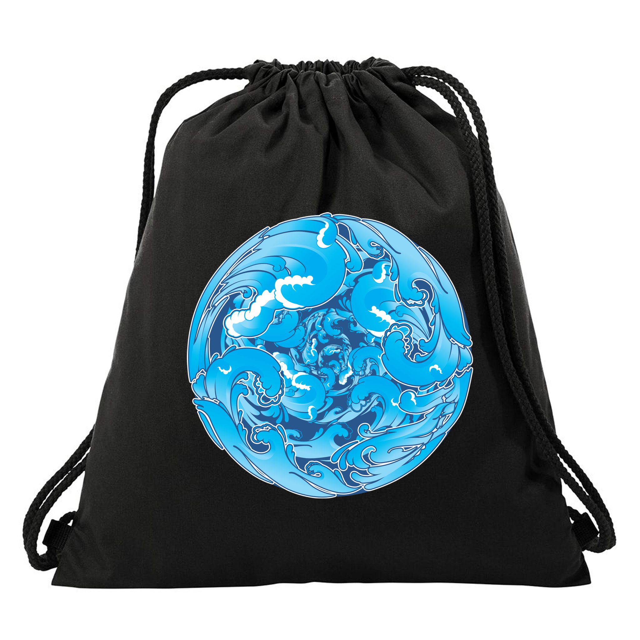 Great Wave Water Ball Emblem Drawstring Bag