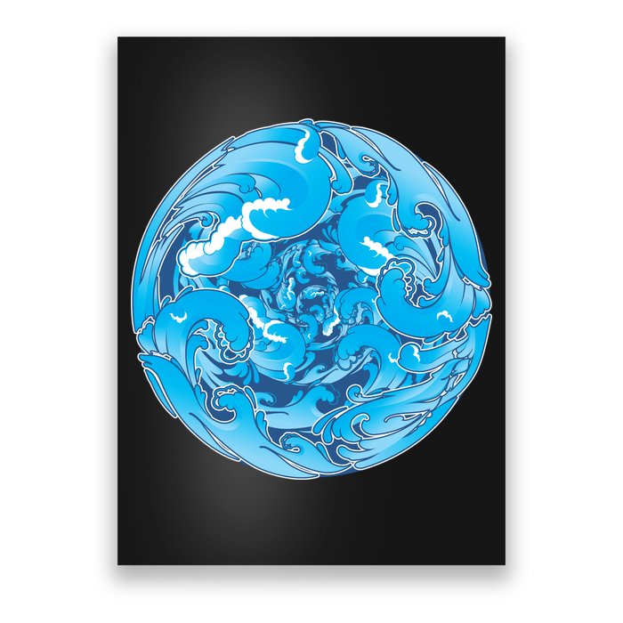Great Wave Water Ball Emblem Poster