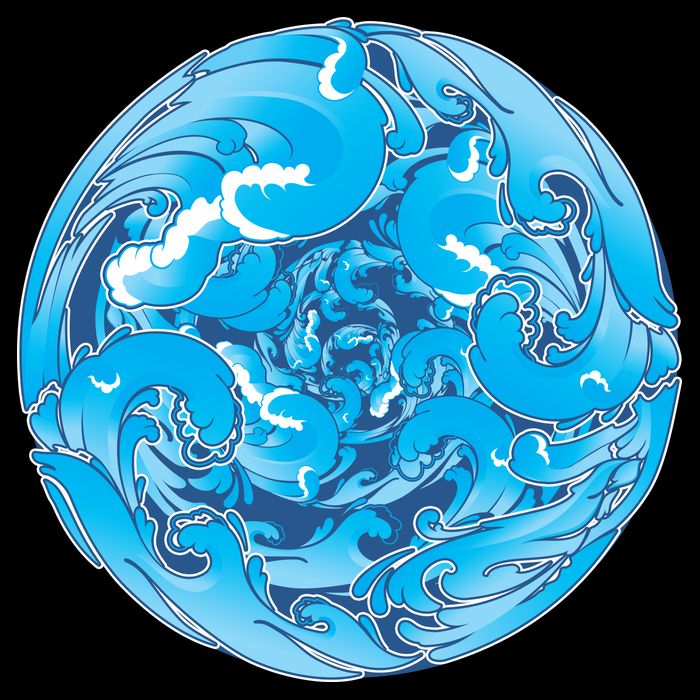 Great Wave Water Ball Emblem Poster