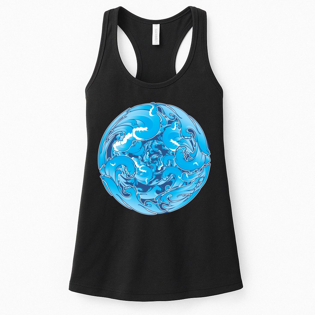 Great Wave Water Ball Emblem Womens Tank Top