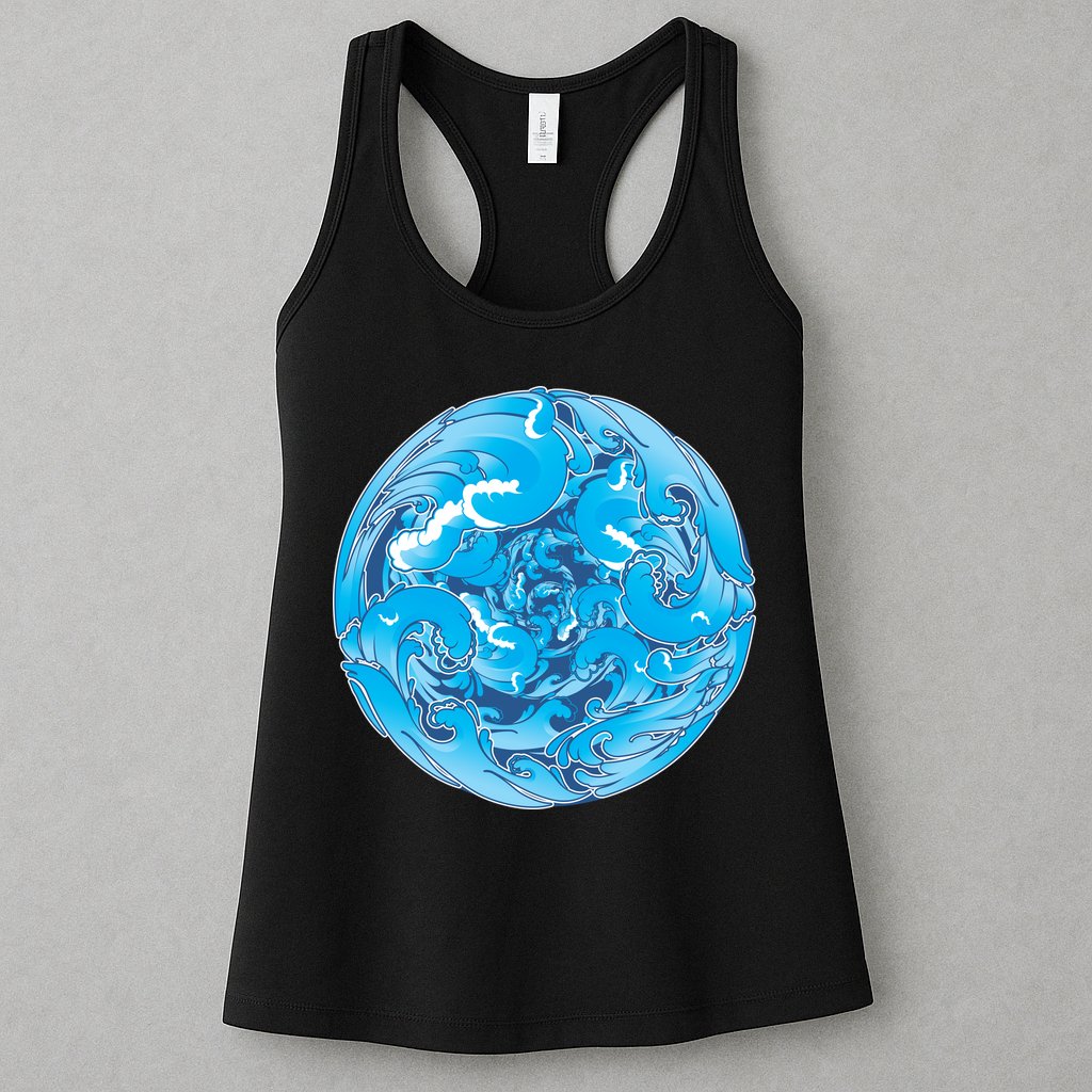 Great Wave Water Ball Emblem Womens Tank Top