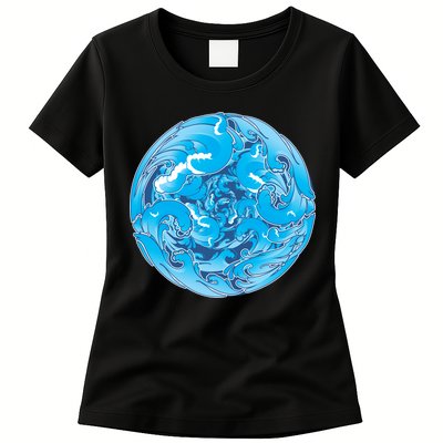 Great Wave Water Ball Emblem Womens T-Shirt