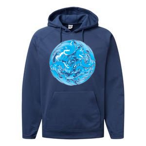 Great Wave Water Ball Emblem Performance Fleece Hoodie