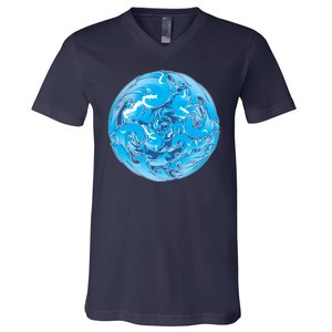 Great Wave Water Ball Emblem V-Neck T-Shirt